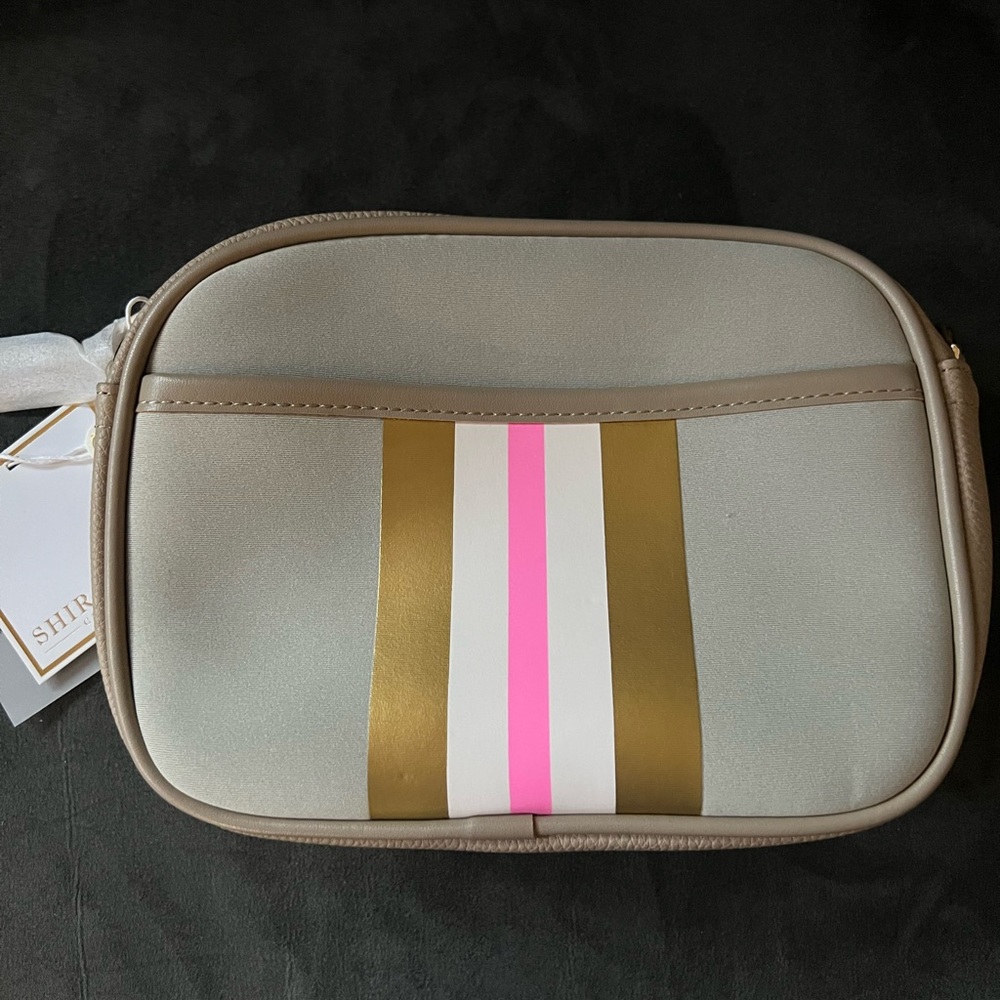 Neoprene/vegan leather crossbody